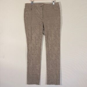 Chicos Women 2.5 14 Pants Tan Lace Floral Boho Fairy Romantic Straight Leg